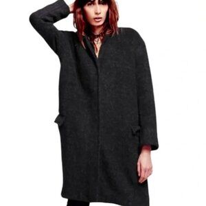Free People Brushed Wool Oversized Coat Deep Navy Medium